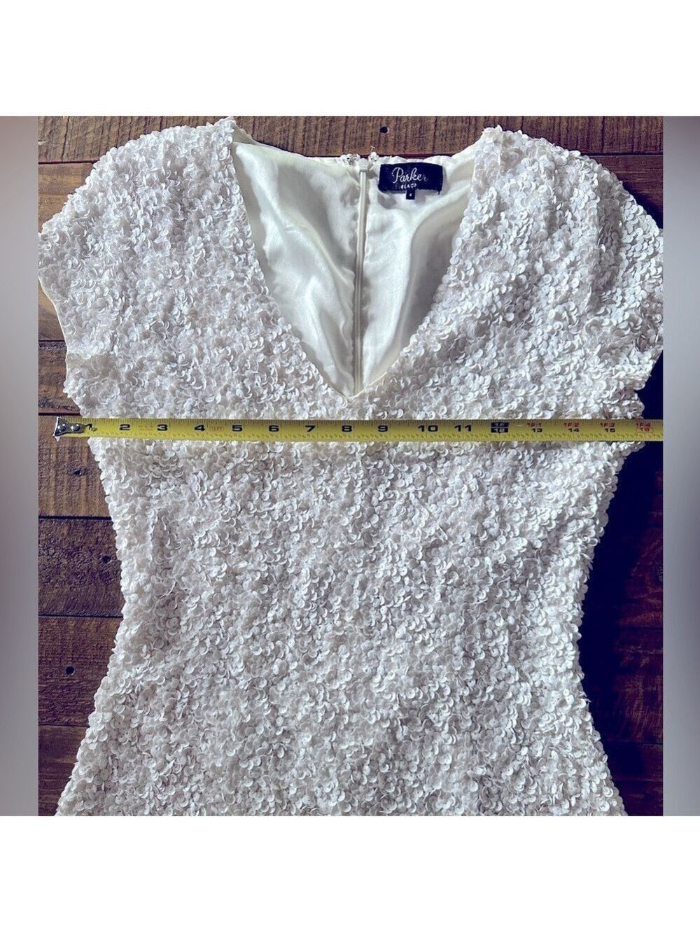 Parker Serena White Sequin Mini Dress Size 4 - Picture 8 of 11
